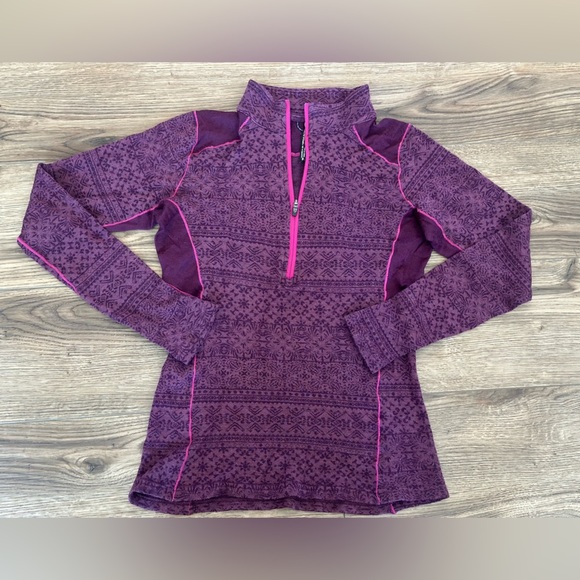 Kuhl Kaskade Zip Neck Long Sleeve Athletic Shirt Women’s SMALL Wool Blend EUC - Picture 3 of 9